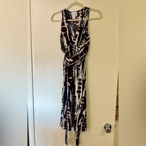 Beautiful Navy Blue & Brown Dress | Donna Morgan